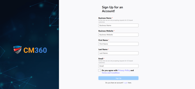 CM360 Signup Page